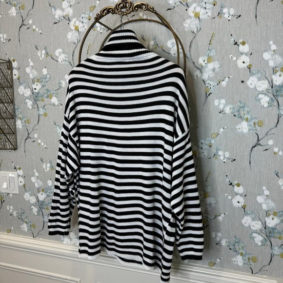 Mono B Black and White Striped Cowlneck Sweater - NWT - One Size - Picture 7 of 7